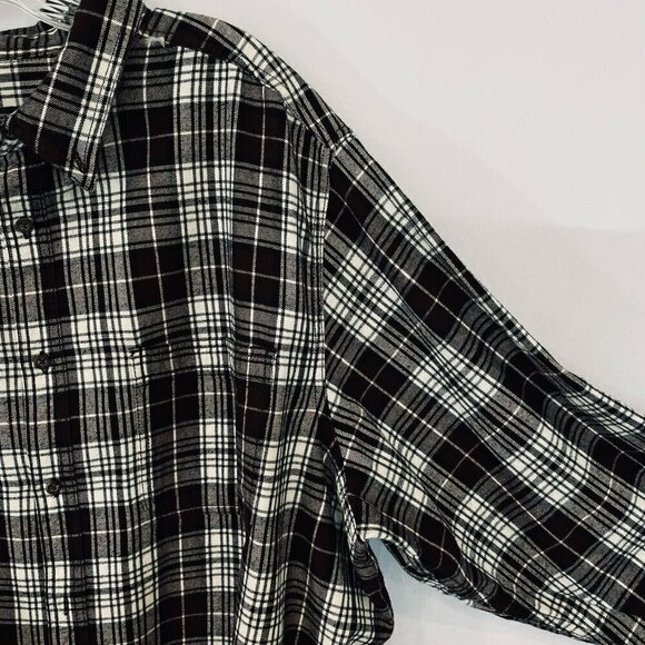 Faded Glory Men's Cotton Flannel Button Front Long Sleeve Shirt XXL Brown Plaid - Picture 4 of 10